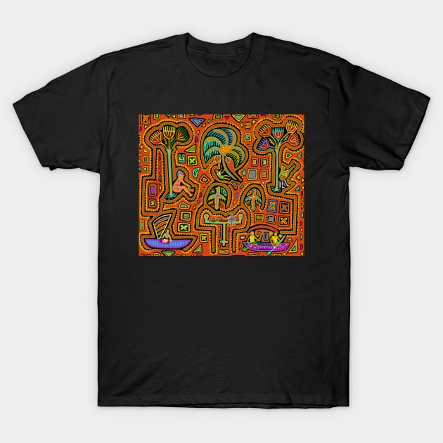 Kuna Indian Garden of Eden - Panama Mola T-Shirt by Esprit-Mystique